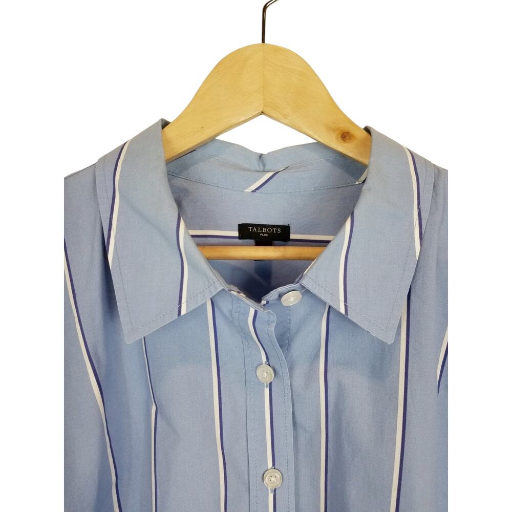 Talbots Women's Blue White Striped Dress Button Up Shirt Cotton Size 3X - Picture 4 of 7